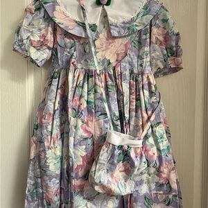 Floral Kids Dress with Matching Bag